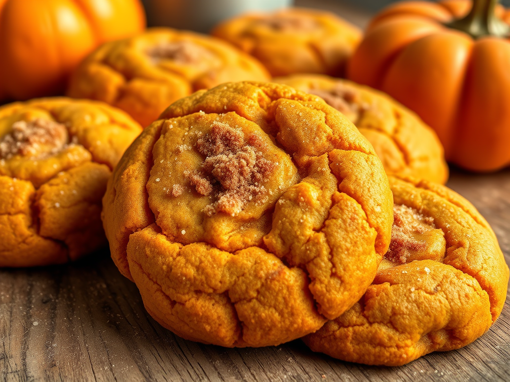 Pumpkin cookies sprinkled with brown sugar 